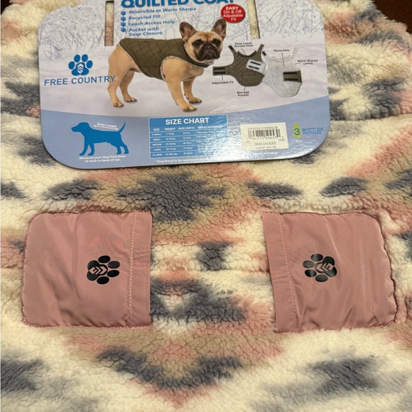 Pink and Multicolor Réversible Sherpa DOG jacket . - Picture 6 of 8